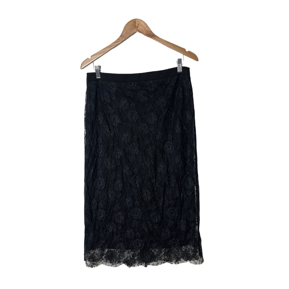 Galleries Lafayette Black Lace Straight Skirt 42